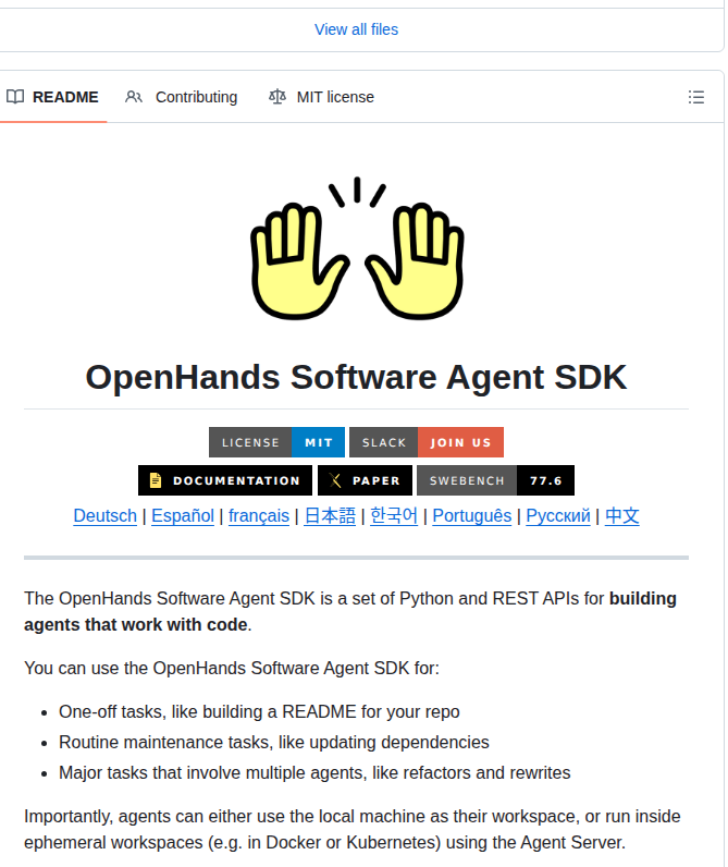 Openhands Software Agent Sdk screenshot