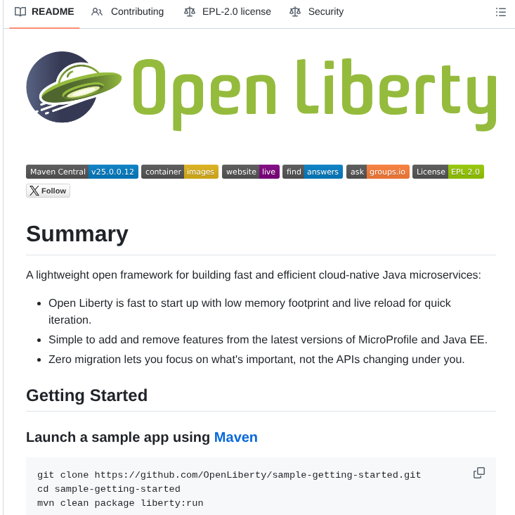 Openliberty Open Liberty screenshot