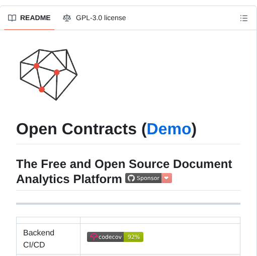 Open Source Legal Opencontracts screenshot