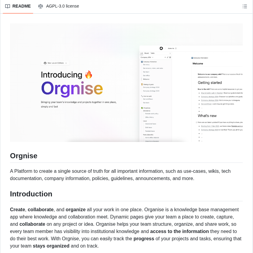 Orgnise Webapp screenshot