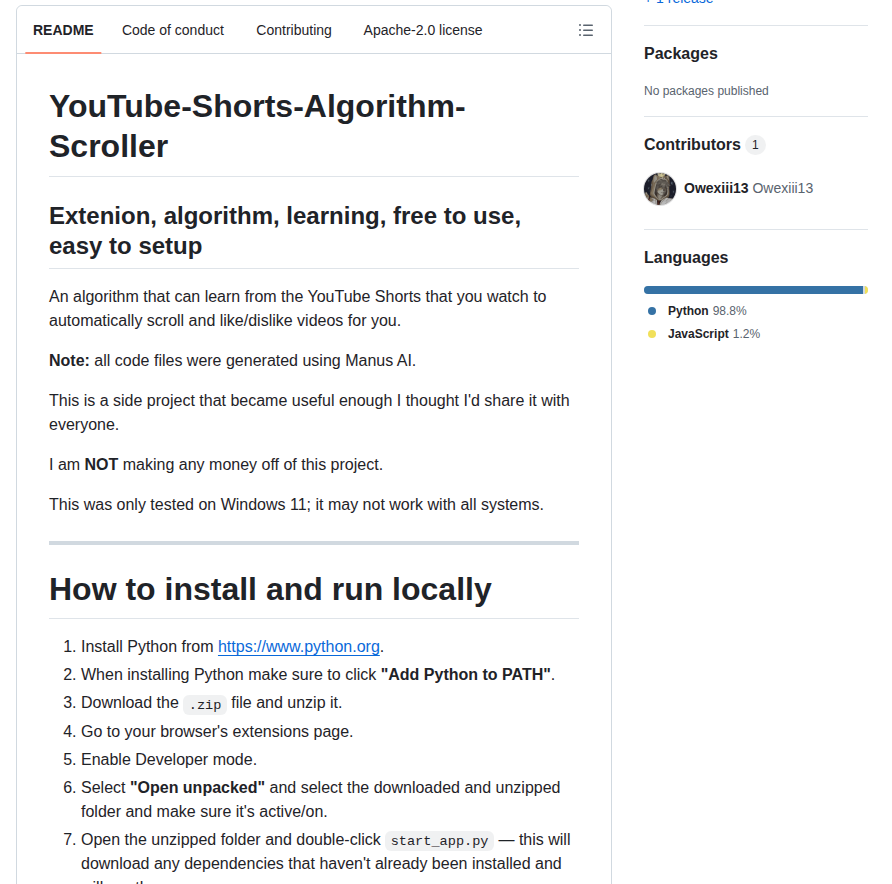 Owexiii13 Youtube Shorts Algorithm Scroller screenshot