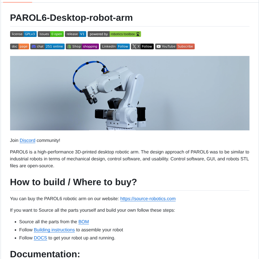 Pcrnjak Parol6 Desktop Robot Arm screenshot