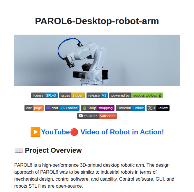 Pcrnjak Parol6 Desktop Robot Arm screenshot