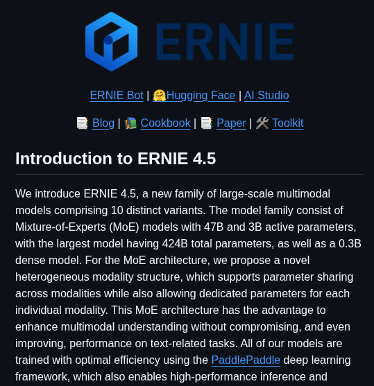 Paddlepaddle Ernie screenshot