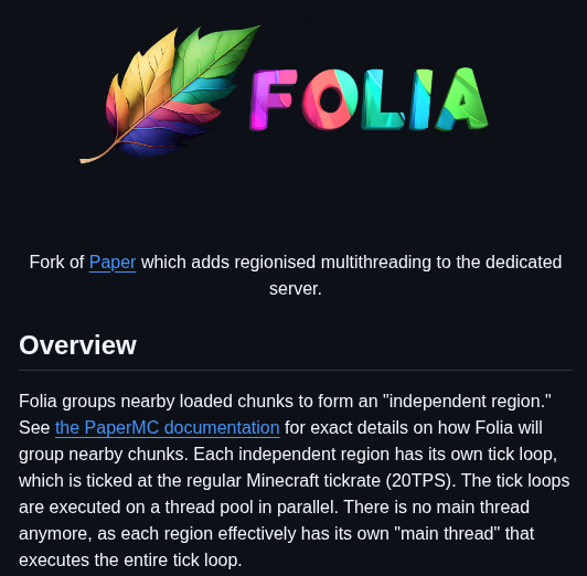 Papermc Folia screenshot