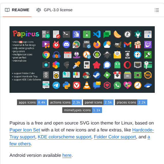 Papirusdevelopmentteam Papirus Icon Theme screenshot
