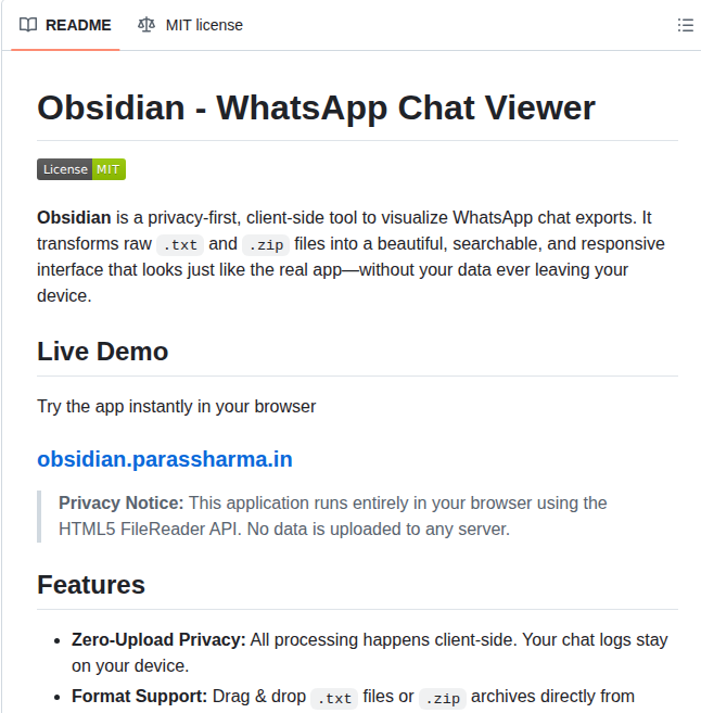 Parassharma2306 Obsidian screenshot