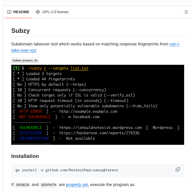 Pentestpad Subzy screenshot