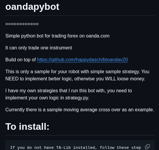 Petermalkin Oandapybot screenshot
