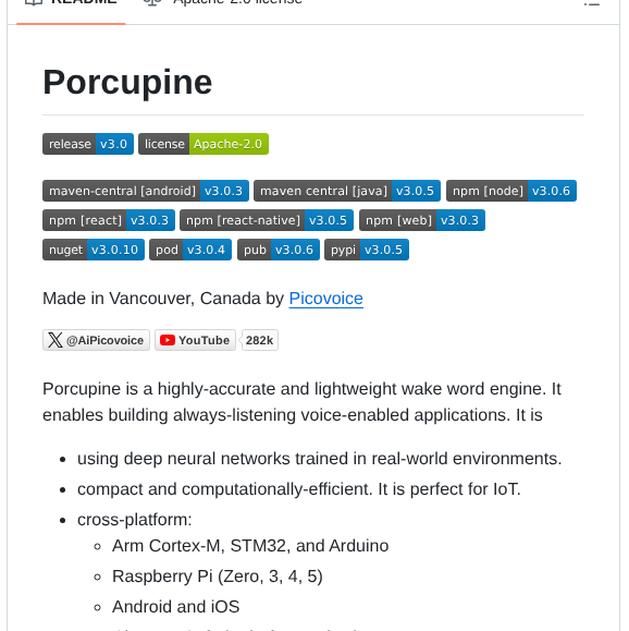 Picovoice Porcupine screenshot