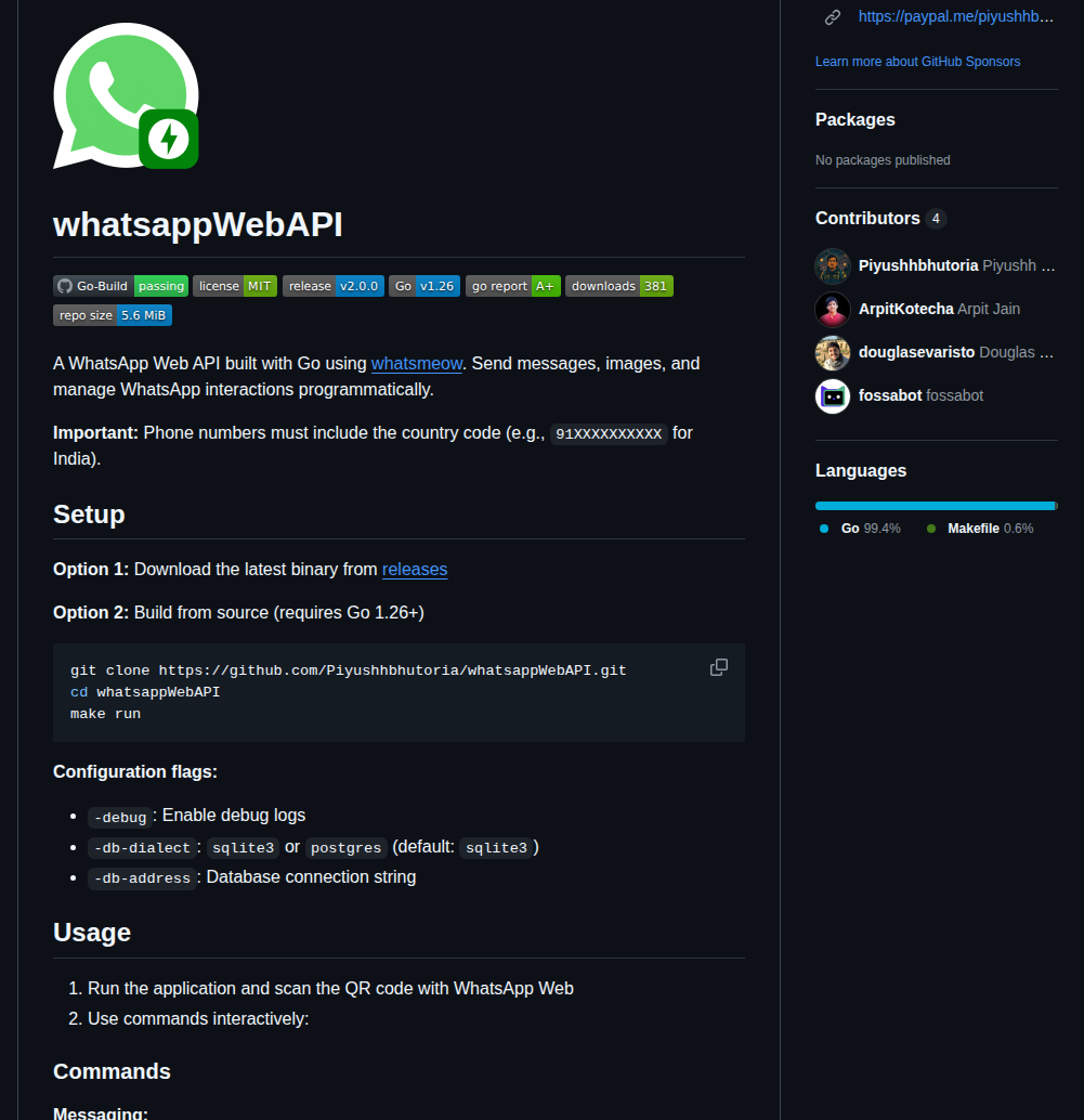 Piyushhbhutoria Whatsappwebapi screenshot