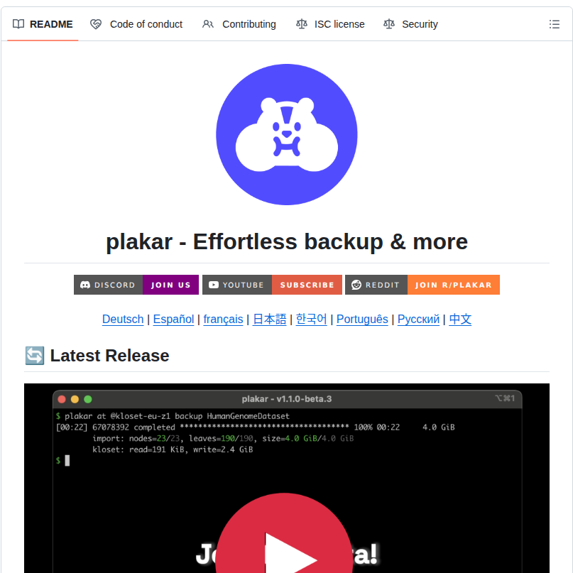 Plakarkorp Plakar screenshot