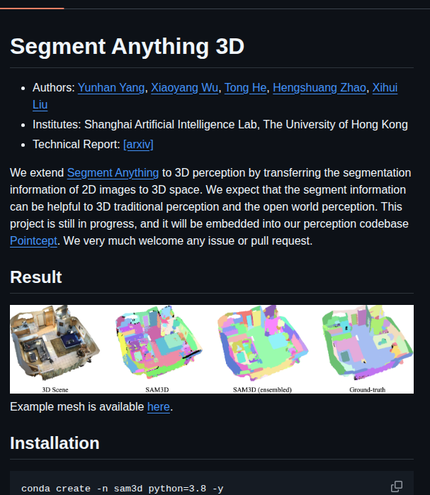 Pointcept Segmentanything3d screenshot