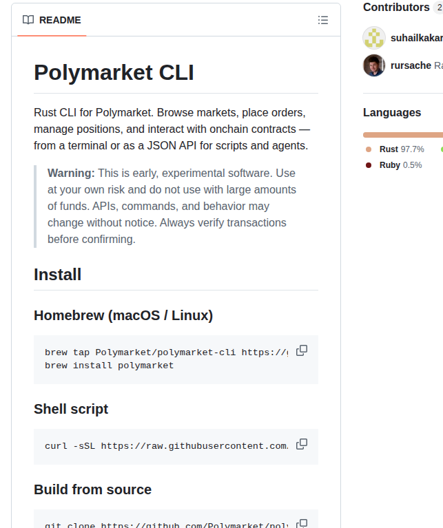 Polymarket Polymarket Cli screenshot