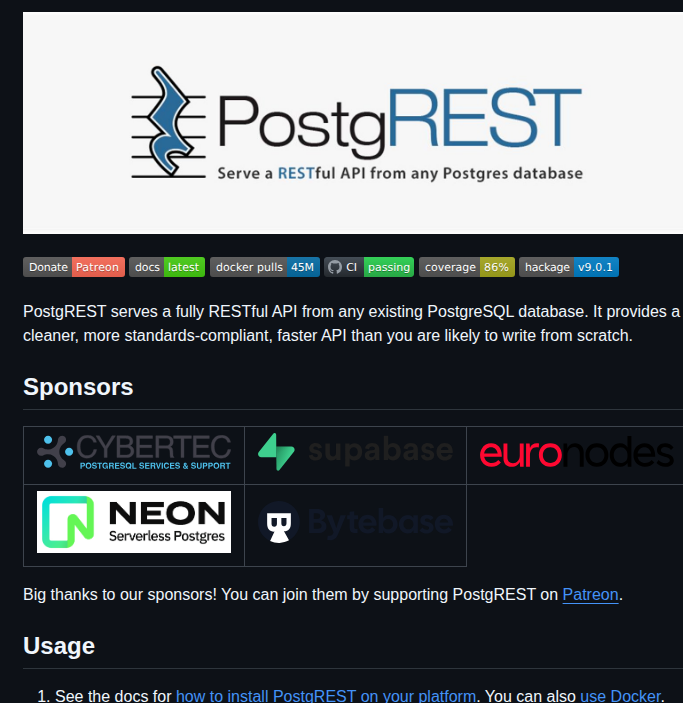 Postgrest Postgrest screenshot
