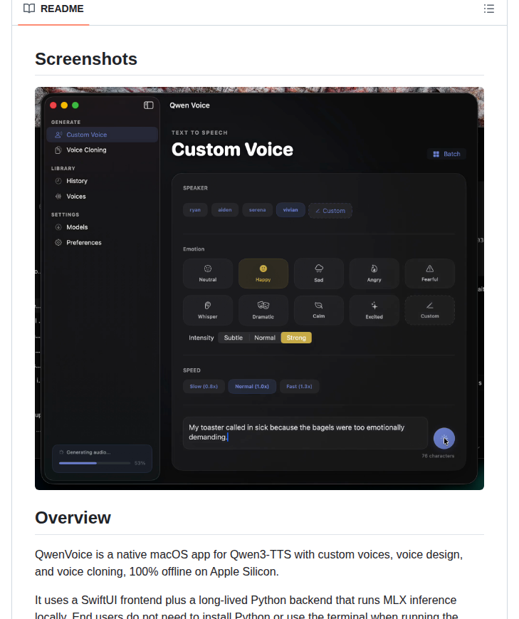 Powerbeef Qwenvoice screenshot