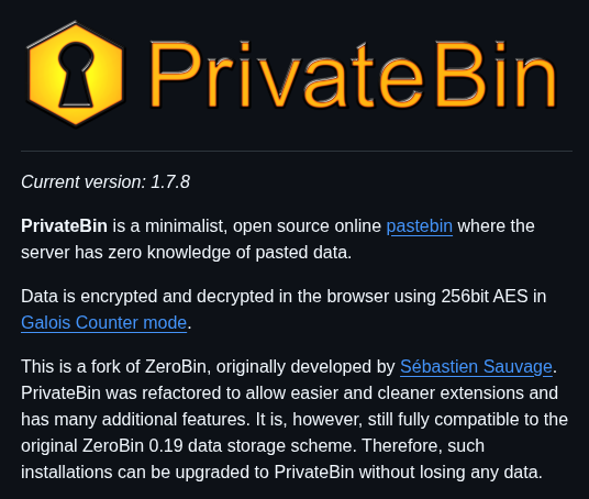 Privatebin Privatebin screenshot