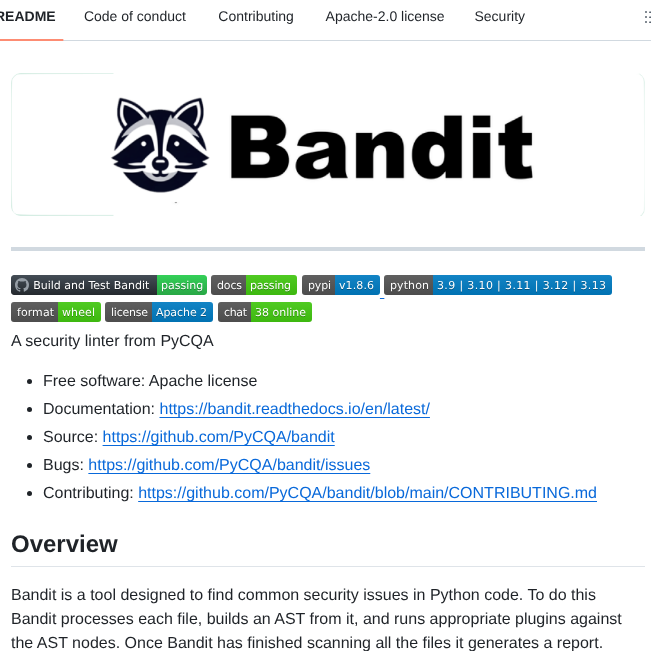 Pycqa Bandit screenshot