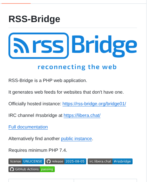 Rss Bridge Rss Bridge screenshot