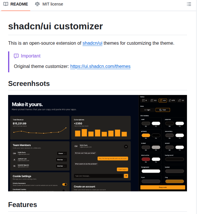 Railly Shadcn Ui Customizer screenshot