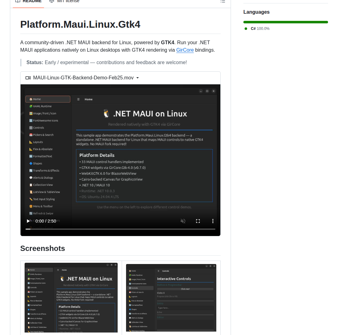 Redth Maui.gtk screenshot