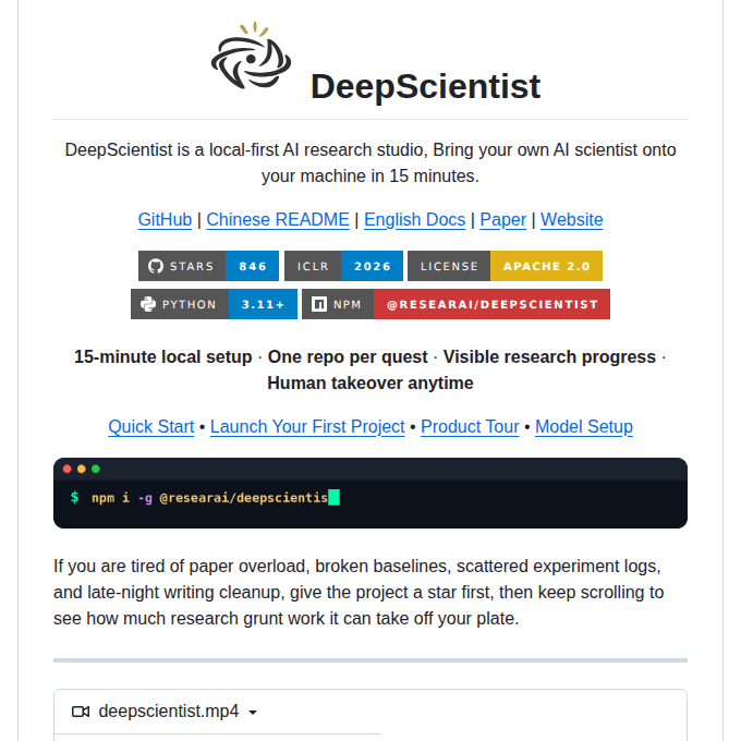 Researai Deepscientist screenshot