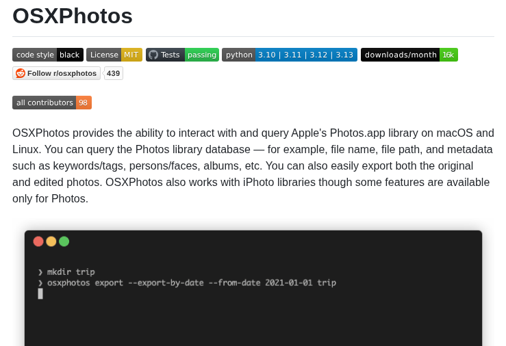 Rhettbull Osxphotos screenshot