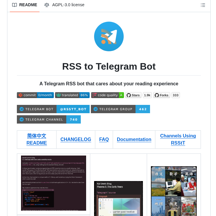 Rongronggg9 Rss To Telegram Bot screenshot