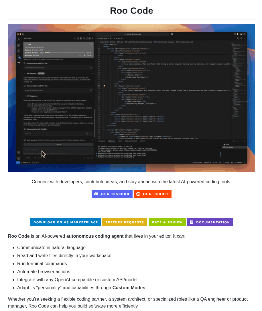 Roocodeinc Roo Code screenshot