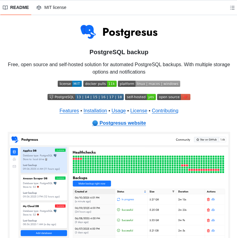 Rostislavdugin Postgresus screenshot