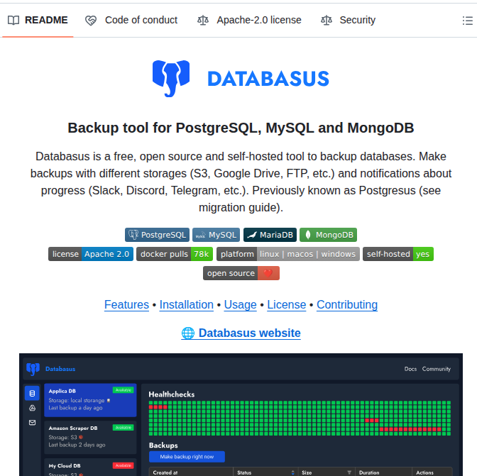 Rostislavdugin Postgresus screenshot