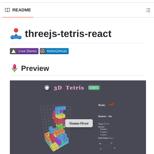 Rylanbot Threejs Tetris React screenshot