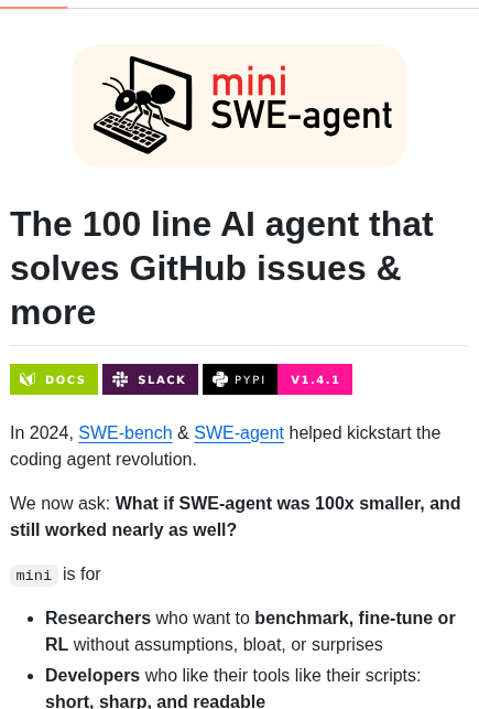 Swe Agent Mini Swe Agent screenshot