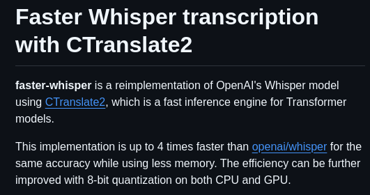 Systran Faster Whisper screenshot