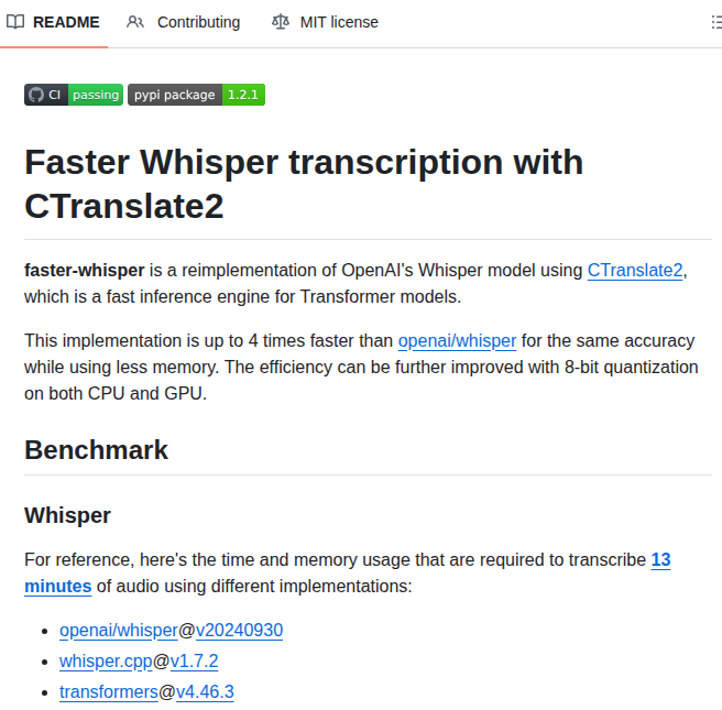 Systran Faster Whisper screenshot