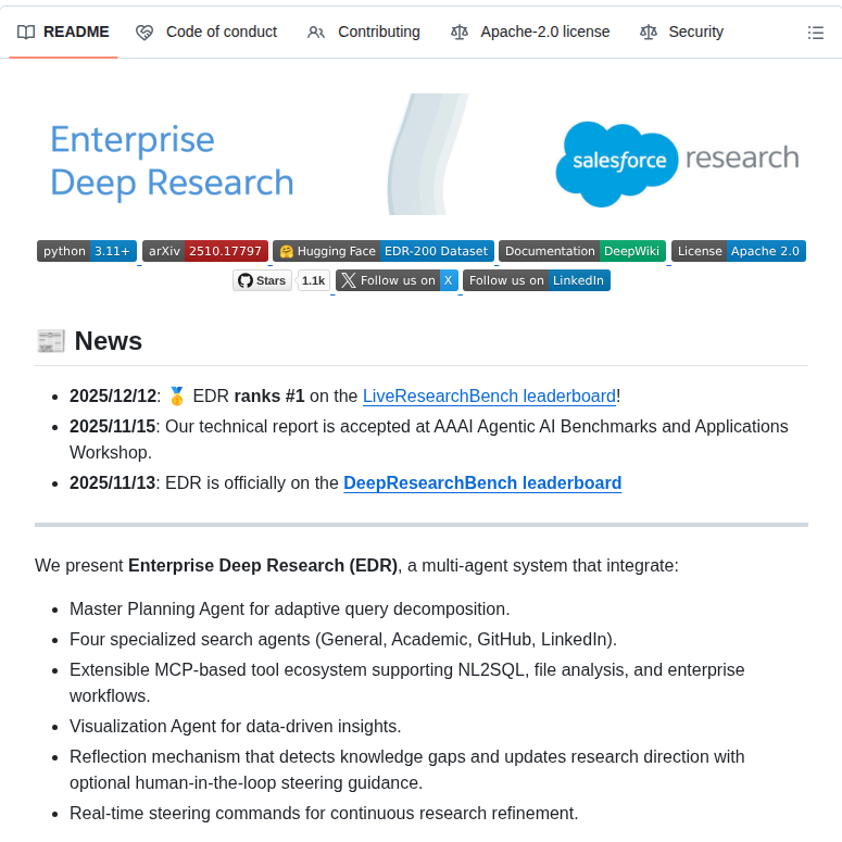 Salesforceairesearch Enterprise Deep Research screenshot