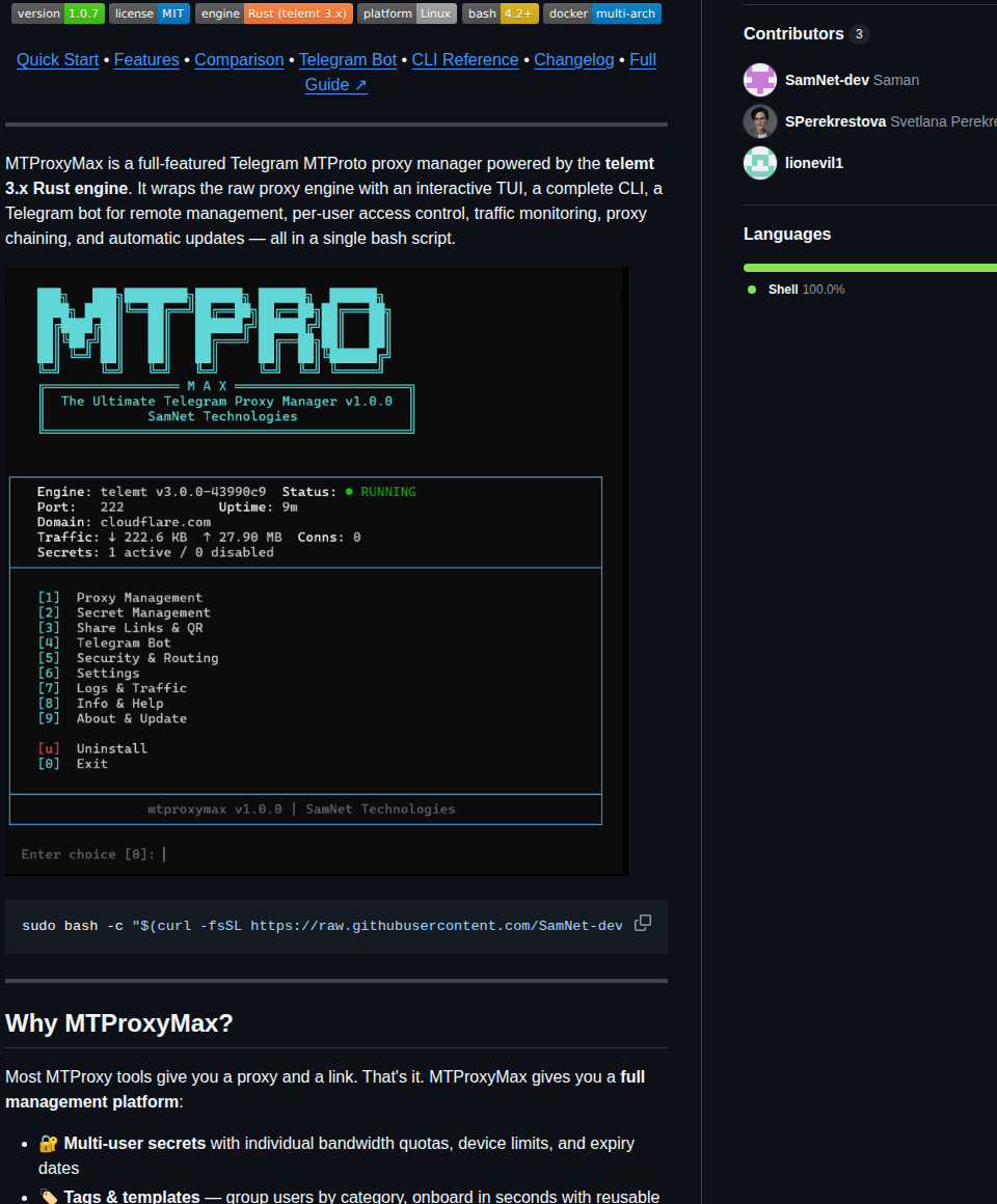 Samnet Dev Mtproxymax screenshot