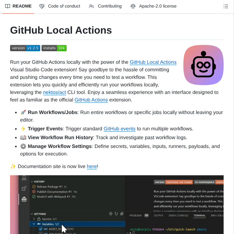 Sanjulaganepola Github Local Actions screenshot