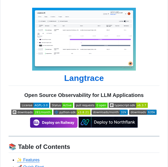 Scale3 Labs Langtrace screenshot