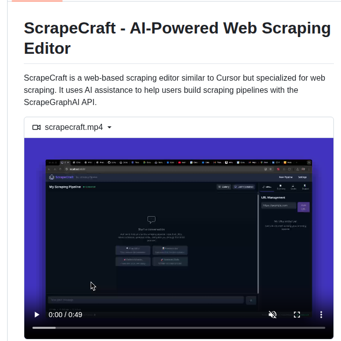 Scrapegraphai Scrapecraft screenshot