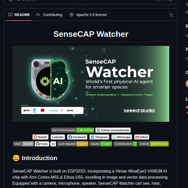 Seeed Studio Oshw Sensecap Watcher screenshot