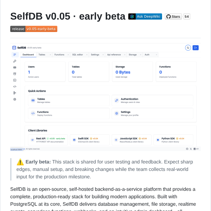 Selfdb Io Selfdb screenshot