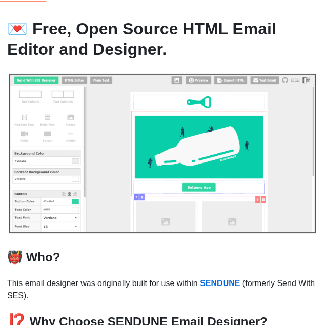 Sendwithses Drag And Drop Email Designer screenshot