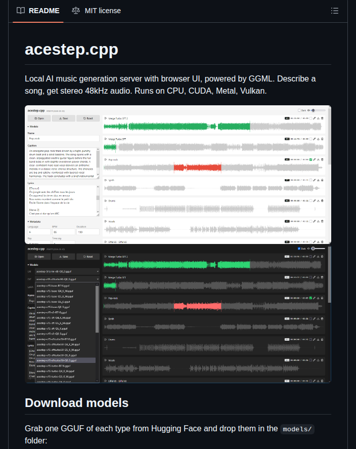 Serveurpersocom Acestep.cpp screenshot