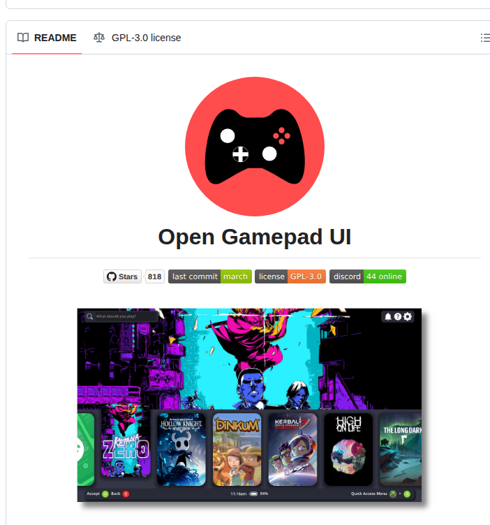 Shadowblip Opengamepadui screenshot