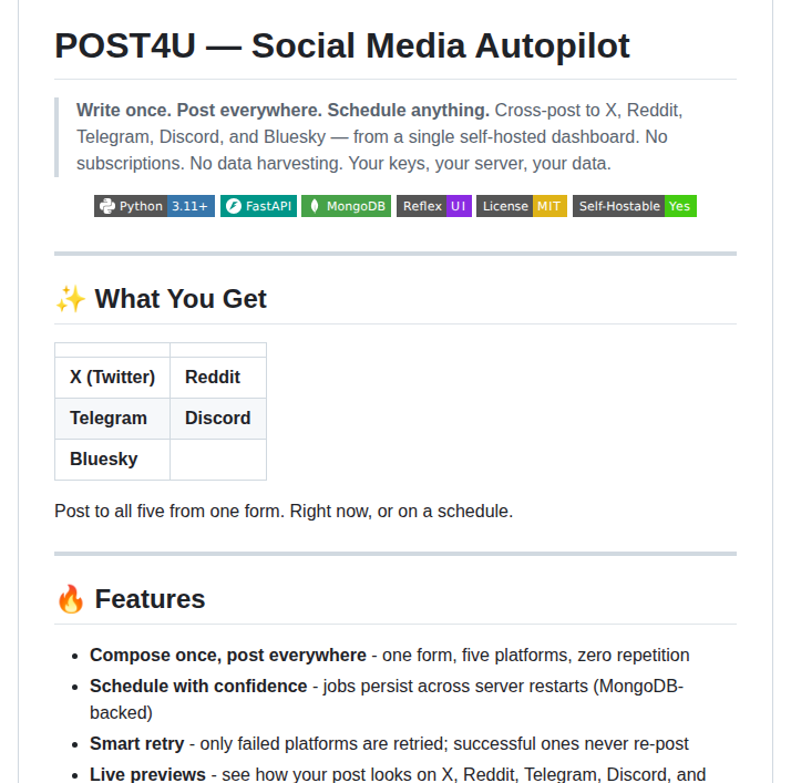 Shadowslayer03 Post4u Schedule Social Media Posts screenshot