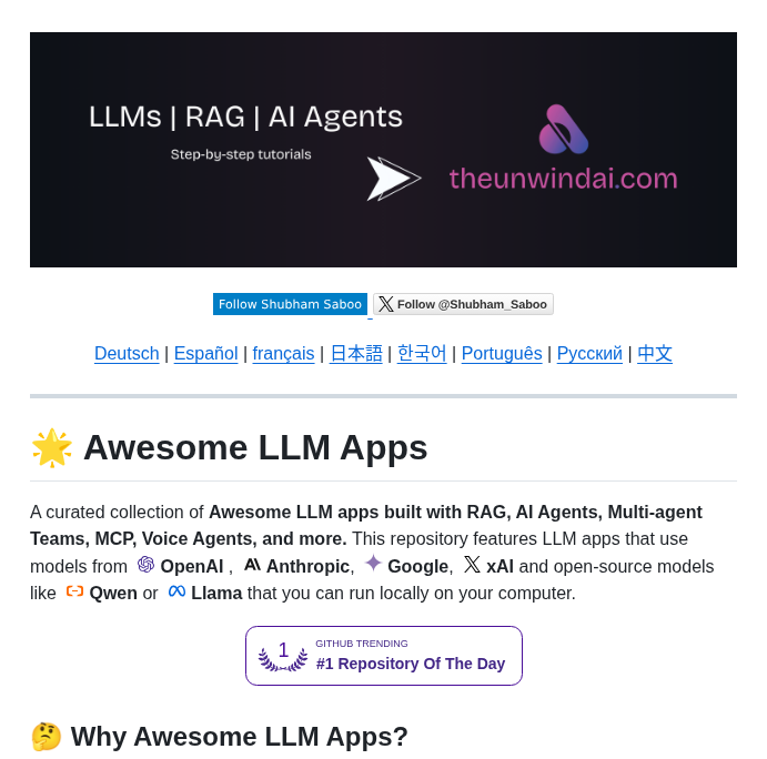 Shubhamsaboo Awesome Llm Apps screenshot