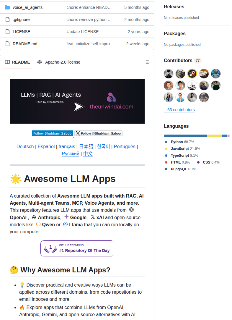 Shubhamsaboo Awesome Llm Apps screenshot