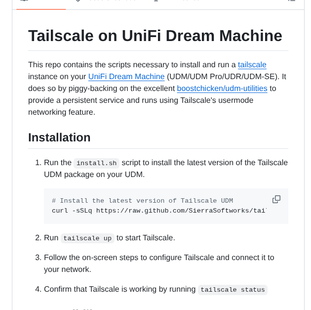Sierrasoftworks Tailscale Udm screenshot