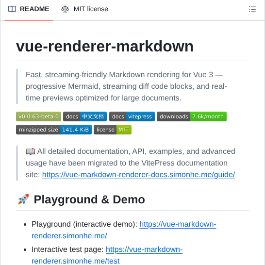 Simon He95 Vue Markdown Render screenshot